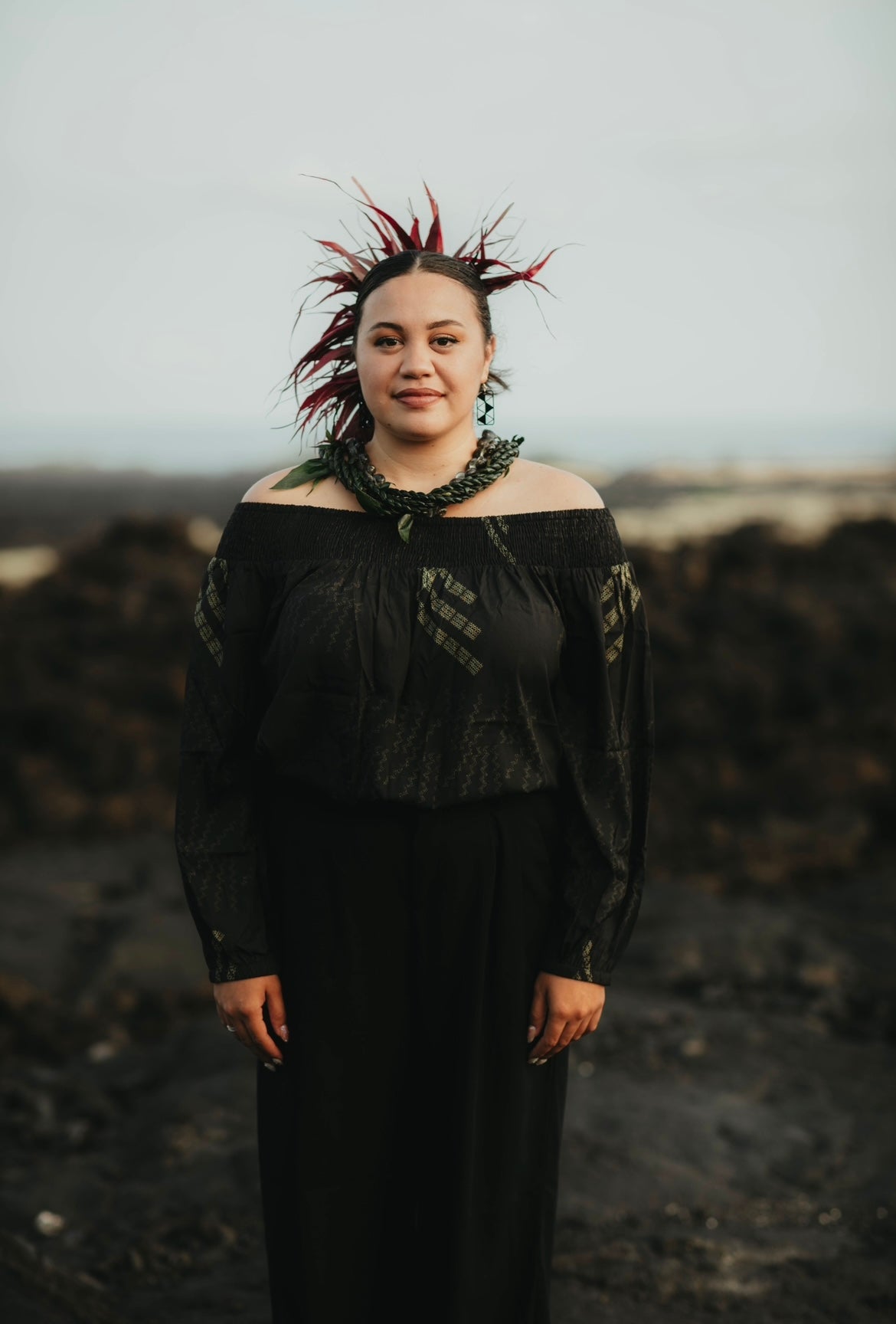 NĀ KUAHIWI OFF THE SHOULDER SMOCKING TOP