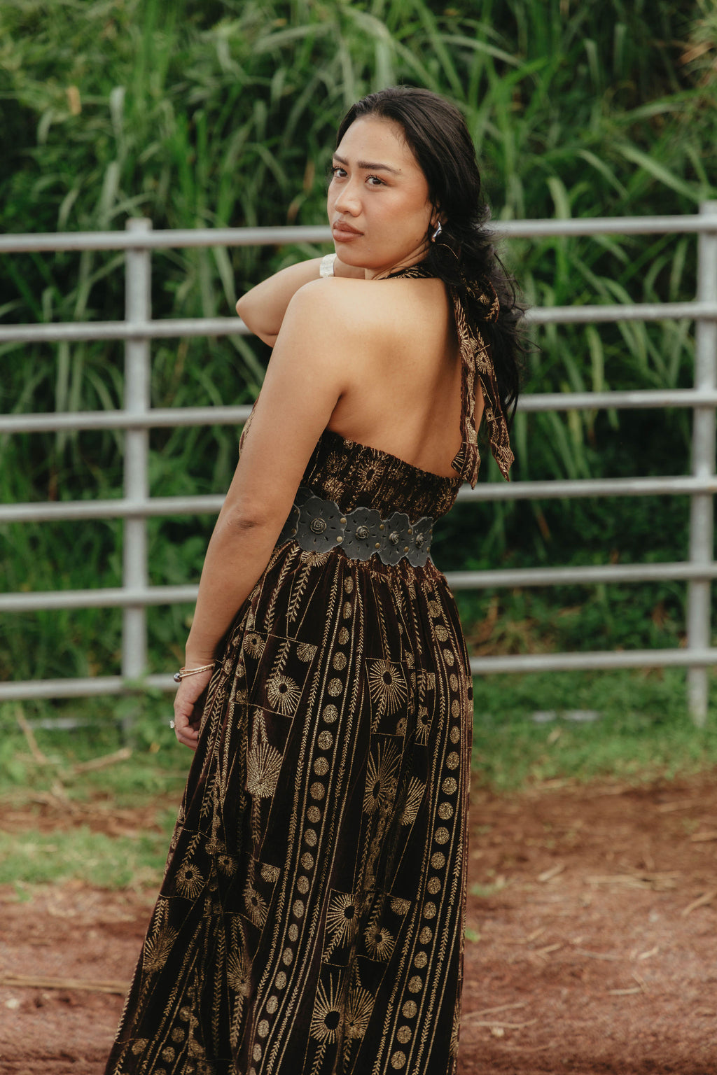 'ŌPIHI MIDI VELVET DRESS