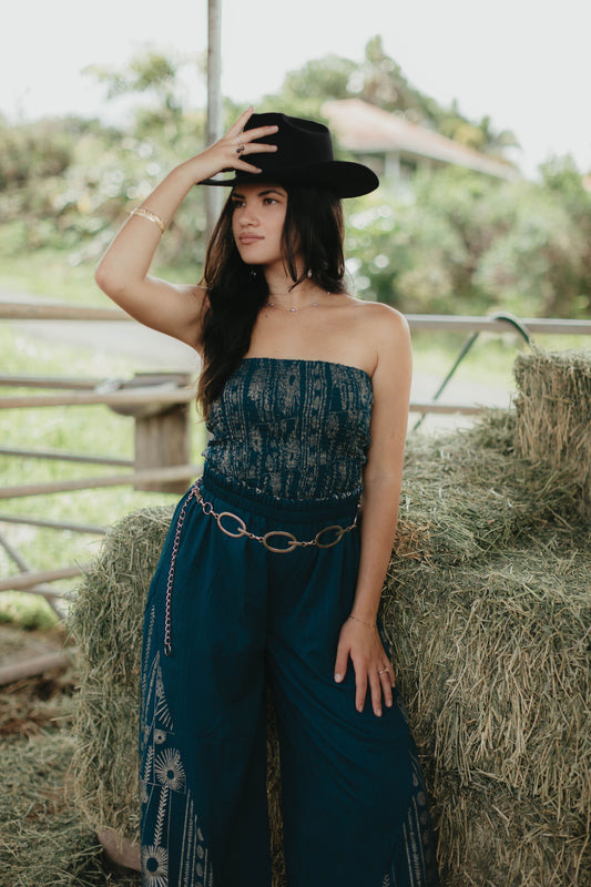 SMOCKING TUBE TOP WITH PALAZZO